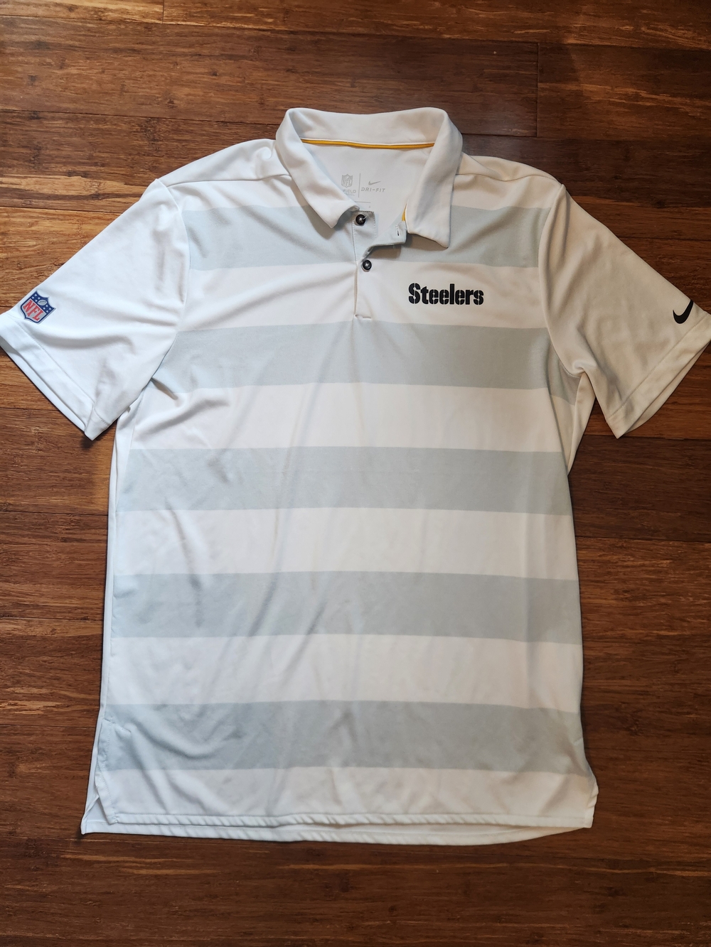 Nike Pittsburgh Steelers NFL Onfield Apparel Dri-fit White Polo Golf Shirt Large